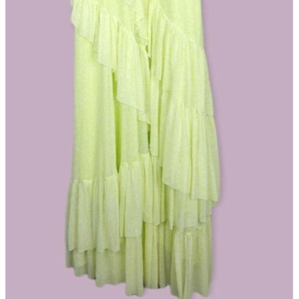 Torrid 1 Womens Yellow Floral Mesh Ruffle Midi Dress Size 1X - Picture 9 of 12
